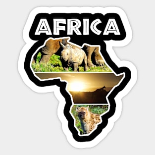 African Continent Wildlife Collage Sticker